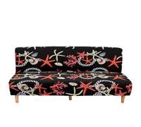 Surwin Housse de Clic Clac élastique Canapé 2/3 Places, 3D Étoile de Mer Housse de Canapé sans Accoudoir Couverture de Canapé-lit Pliant Universel Couvert Protecteur (Noir,L:190-230cm)
