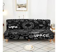 Surwin Housse de Clic Clac élastique Canapé 2/3 Places, 3D Housse de Canapé sans Accoudoir Couverture de Canapé-lit Universel Tout Couvert Canapé Pliant Protecteur (Univers Noir,S:120-150cm)
