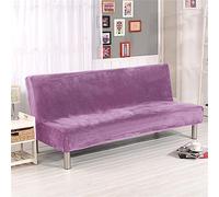 Surwin Housse de Clic Clac Élastique Canapé 2/3 Places Couleur Unie Velours Housse de Canapé sans Accoudoir Couverture de Canapé-lit Tout Couvert Canapé Pliant Protecteur (L:190-210cm,Violet Clair)