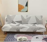 Surwin Housse de Clic Clac élastique Canapé 2/3 Places, Housse de Canapé sans Accoudoir Couverture de Canapé-lit Universel Tout Couvert Canapé Pliant Protecteur (190-220cm,Géométrie Blanche)