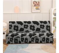 Surwin Housse de Clic Clac élastique Canapé 2/3 Places, Housse de Canapé sans Accoudoir Couverture de Canapé-lit avec Jupe Universel Tout Couvert Canapé Pliant Protecteur (150-185cm,Fleurs Noires)