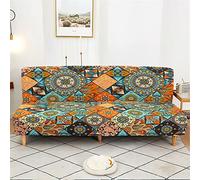 Surwin Housse de Clic Clac élastique Canapé 2/3 Places, Housse de Canapé sans Accoudoir Couverture de Canapé-lit Universel Tout Couvert Canapé Pliant Protecteur (Bohème Orange,L:190-230cm)