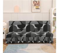 Surwin Housse de Clic Clac élastique Canapé 2/3 Places, Housse de Canapé sans Accoudoir Couverture de Canapé-lit avec Jupe Universel Tout Couvert Canapé Pliant Protecteur (190-225cm,Noir)