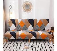Surwin Housse de Clic Clac Élastique Canapé 2/3 Places Moderne Housse de Canapé sans Accoudoir Couverture de Canapé-lit Tout Couvert Canapé Pliant Protecteur (M:160-190cm,Géométrie Orange)