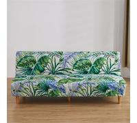 Surwin Housse de Clic Clac Élastique Canapé 2/3 Places Moderne Housse de Canapé sans Accoudoir Couverture de Canapé-lit Tout Couvert Canapé Pliant Protecteur (L:190-230cm,Feuilles Vertes)