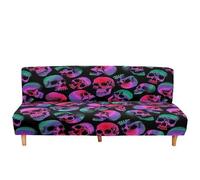 Surwin Housse de Clic Clac élastique Canapé 2/3 Places, Motif de Crâne 3D Housse de Canapé sans Accoudoir Couverture de Canapé-lit Pliant Universel Couvert Protecteur (Noir,M:160-190cm)