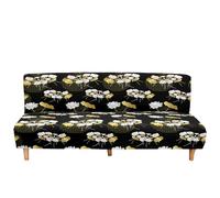 Surwin Housse de Clic Clac élastique Canapé 2/3 Places, Motif Lotus 3D Housse de Canapé sans Accoudoir Couverture de Canapé-lit Pliant Universel Couvert Protecteur (Noir,L:190-230cm)