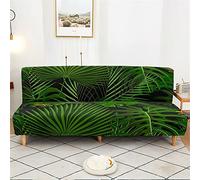 Surwin Housse de Clic Clac Élastique Canapé 2/3 Places Plante Housse de Canapé sans Accoudoir Couverture de Canapé-lit Universel Tout Couvert Canapé Pliant Protecteur (S: 120-150cm,Plante Noire)
