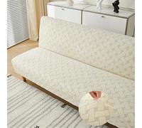 Surwin Housse de Clic Clac Élastique Canapé 2/3 Places Velvet Jacquard Housse de Canapé sans Accoudoir Couverture de Canapé-lit Tout Couvert Canapé Pliant Protecteur (Beige,L:190-210cm)