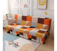 Surwin Housse de Clic Clac élastique Canapé, Housse de Canapé sans Accoudoir Couverture de Canapé-lit avec Jupe Géométrie Tout Couvert Canapé Pliant Protecteur (190-225cm,Orange)