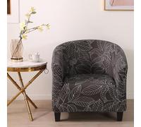 Surwin Housse de Fauteuil 1 Place, Extensible Housse Fauteuil 3D Fleur Antidérapant Couverture de Fauteuil, pour Salle à Manger, Salon, Café (Feuille Noire,One Size)