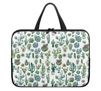 Surwin Housse Ordinateur avec Poignée, Motif Cactus 3D Housse Ordinateur Portable Imperméable Housse pour Ordinateur avec Fermeture Éclair, Sac de Transport Pc (12 Pouces,Plantes succulentes)