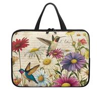 Surwin Housse Ordinateur avec Poignée, Motif Colibri 3D Housse Ordinateur Portable Imperméable Housse pour Ordinateur avec Fermeture Éclair, Sac de Transport Pc (17 Pouces,Style Vintage)