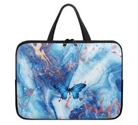 Surwin Housse Ordinateur avec Poignée, Motif Papillon 3D Housse Ordinateur Portable Imperméable Housse pour Ordinateur avec Fermeture Éclair, Sac de Transport Pc (12 Pouces,Marbre Bleu)