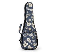 Surwin Housse pour Ukulélé Etui Sac Ukulélé Rembourré avec Bretelles Réglables, Fermeture à Glissière, Sac pour Ukulélé 21 23 26 Pouces, pour Soprano/Concert (21 pouces,hibiscus)