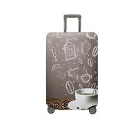 Surwin Impression 3D Elastique Housse de Valise Luggage Cover, Protéger Étui avec Fermeture Éclair, Lavable Réutilisable Anti-Rayures Bagages Voyage Couvre (modèle de café 6,XL (30-32 Pouces))
