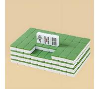 Surwin Jeu de Mahjong Portable, Mini Mahjong avec 144 Tuiles et 2 Dés, Jeu de Société Chinois Traditionnel pour Famille, Réunions, Fêtes d'amis (Vert)
