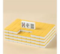 Surwin Jeu de Mahjong Portable, Mini Mahjong avec 144 Tuiles et 2 Dés, Jeu de Société Chinois Traditionnel pour Famille, Réunions, Fêtes d'amis (Jaune)