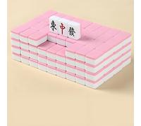 Surwin Jeu de Mahjong Portable, Mini Mahjong avec 144 Tuiles et 2 Dés, Jeu de Société Chinois Traditionnel pour Famille, Réunions, Fêtes d'amis (Rose)