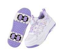 Surwin Mode Roller Adolescents/Enfant, Chaussures Enfant avec roulettes, Chaussures à roulettes Retractable Détachable, Chaussure Roller Fille/Garçon, Basket Roller Style Floral (Violet,32)