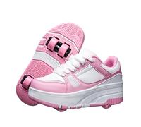 Surwin Mode Simple Roller Adolescent/Enfant, Chaussures Enfant avec Roulettes Retractable Détachable, Basket Roller 29-40 EU (Rose,34)