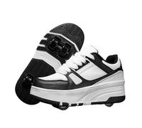 Surwin Mode Simple Roller Adolescents/Enfant, Chaussures Enfant avec roulettes, Chaussures à roulettes Retractable Détachable, Chaussure Roller Fille/Garçon, Basket Roller 29-40 EU (Noir,33)