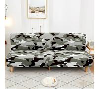 Surwin Motif de Camouflage Housse de Clic Clac élastique Canapé 2/3 Places, Housse de Canapé sans Accoudoir Couverture de Canapé-lit Pliant Universel Couvert Protecteur (Gris,M:160-190cm)