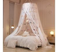 Surwin Moustiquaire de Lit, Universelle Grand Couche Double Moustiquaire pour Lit Moustiquaire de lit en Forme de dôme Moustiquaire Lit Romantique pour Lit Simple Double Size (Coeur rose)