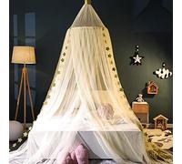Surwin Moustiquaire de Lit, Universelle Grand Moustiquaire pour Lit Moustiquaire de lit en Forme de dôme Moustiquaire Lit pour Lit Simple Double King Size Enfant Adulte (beige)