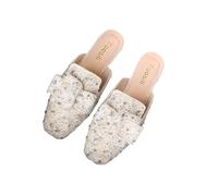Surwin Mules et Sabots Femme, Brillante Chaussons Mules Femme Été Pantoufles Sabot Respirant Antidérapant Sandales Été Confortable Chaussure de Tous Les Jours pour Intérieur Extérieur (Beige,43)