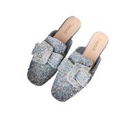 Surwin Mules et Sabots Femme, Brillante Chaussons Mules Femme Été Pantoufles Sabot Respirant Antidérapant Sandales Été Confortable Chaussure de Tous Les Jours pour Intérieur Extérieur (Bleu,41)