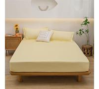 Surwin Multicolore Drap Housse, Antidérapant Doux Draps Housses,Ajustable Housse Matelas avec Bonnet 25 cm,Microfibre Drap-Housse avec Une Rebord Élastique (200x220+25cm,Jaune Clair)