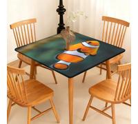 Surwin Nappe Carrée avec Bord Élastique, pour Table de Jardin, Nappes Imperméable Anti-Taches, Housse de Table pour Fête Ménage Picnic Anniversaire, 3D Océan (Poissons Mignons,120cm)