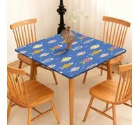 Surwin Nappe Carrée avec Bord Élastique, pour Table de Jardin, Nappes Imperméable Anti-Taches, Housse de Table pour Fête Ménage Picnic Anniversaire, 3D Océan (Poissons alignés,110cm)