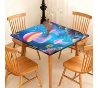 Surwin Nappe Carrée avec Bord Élastique, pour Table de Jardin, Nappes Imperméable Anti-Taches, Housse de Table pour Fête Ménage Picnic Anniversaire, 3D Océan (Méduses,100cm)