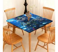 Surwin Nappe Carrée avec Bord Élastique, pour Table de Jardin, Nappes Imperméable Anti-Taches, Housse de Table pour Fête Ménage Picnic Anniversaire, 3D Océan (Océan mystérieux,170cm)