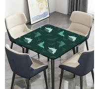 Surwin Nappe Carrée avec Bords Élastiques, Nappes pour Table de Jardin Imperméable Anti-Taches, Housse de Table pour Fête Ménage Picnic Anniversaire, 3D Animal (Chauves-Souris Vertes,170cm)