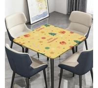 Surwin Nappe Carrée avec Bords Élastiques, Nappes pour Table de Jardin Imperméable Anti-Taches, Housse de Table pour Fête Decoration Ménage Picnic Anniversaire, 3D Noël (Beige de Noël,120cm)