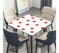 Surwin Nappe Carrée avec Bords Élastiques, Nappes pour Table de Jardin Imperméable Anti-Taches, Housse de Table pour Fête Ménage Picnic Anniversaire, 3D Pois (Points Rouges,100cm)