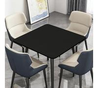 Surwin Nappe Carrée avec Bords Élastiques, Nappes pour Table de Jardin Imperméable Anti-Taches, Housse de Table pour Fête Decoration Ménage Picnic Anniversaire, Couleur Pure (Noir 01,130cm)