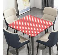 Surwin Nappe Carrée avec Bords Élastiques, Nappes pour Table de Jardin Imperméable Anti-Taches, Housse de Table pour Fête Ménage Picnic Anniversaire, 3D Pois (Rouge 01,170cm)
