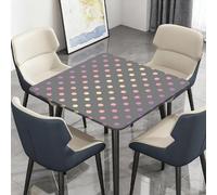 Surwin Nappe Carrée avec Bords Élastiques, Nappes pour Table de Jardin Imperméable Anti-Taches, Housse de Table pour Fête Ménage Picnic Anniversaire, 3D Pois (Points de Couleur,170cm)