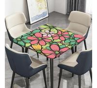 Surwin Nappe Carrée avec Bords Élastiques, Nappes pour Table de Jardin Imperméable Anti-Taches, Housse de Table pour Fête Ménage Picnic Anniversaire, 3D Floral (Petite Fleur Rouge,100cm)