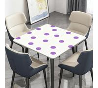 Surwin Nappe Carrée avec Bords Élastiques, Nappes pour Table de Jardin Imperméable Anti-Taches, Housse de Table pour Fête Ménage Picnic Anniversaire, 3D Pois (Points Violets,160cm)