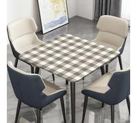 Surwin Nappe Carrée avec Bords Élastiques, Nappes pour Table de Jardin Imperméable Anti-Taches, Housse de Table pour Fête Ménage Picnic Anniversaire, 3D Carreaux (Gris 01,130cm)