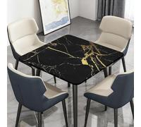 Surwin Nappe Carrée avec Bords Élastiques, Nappes pour Table de Jardin Imperméable Anti-Taches, Housse de Table pour Fête Ménage Picnic Anniversaire, 3D Marbré (Noir 01,100cm)
