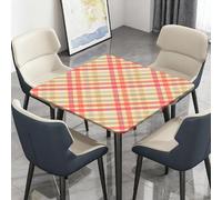 Surwin Nappe Carrée avec Bords Élastiques, Nappes pour Table de Jardin Imperméable Anti-Taches, Housse de Table pour Fête Ménage Picnic Anniversaire, 3D Carreaux (Kaki,150cm)