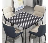 Surwin Nappe Carrée avec Bords Élastiques, Nappes pour Table de Jardin Imperméable Anti-Taches, Housse de Table pour Fête Ménage Picnic Anniversaire, 3D Pois (Points Blancs,140cm)