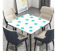 Surwin Nappe Carrée avec Bords Élastiques, Nappes pour Table de Jardin Imperméable Anti-Taches, Housse de Table pour Fête Ménage Picnic Anniversaire, 3D Pois (Points Bleus,130cm)