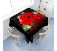 Surwin Nappe Carrée avec Imprimé Rose, Nappe Carré Lavable, Anti-Taches, Housse de Table en Polyester pour Fête Decoration Ménage Table Basse Jardin Picnic (Rose de l'amour,180x180cm)